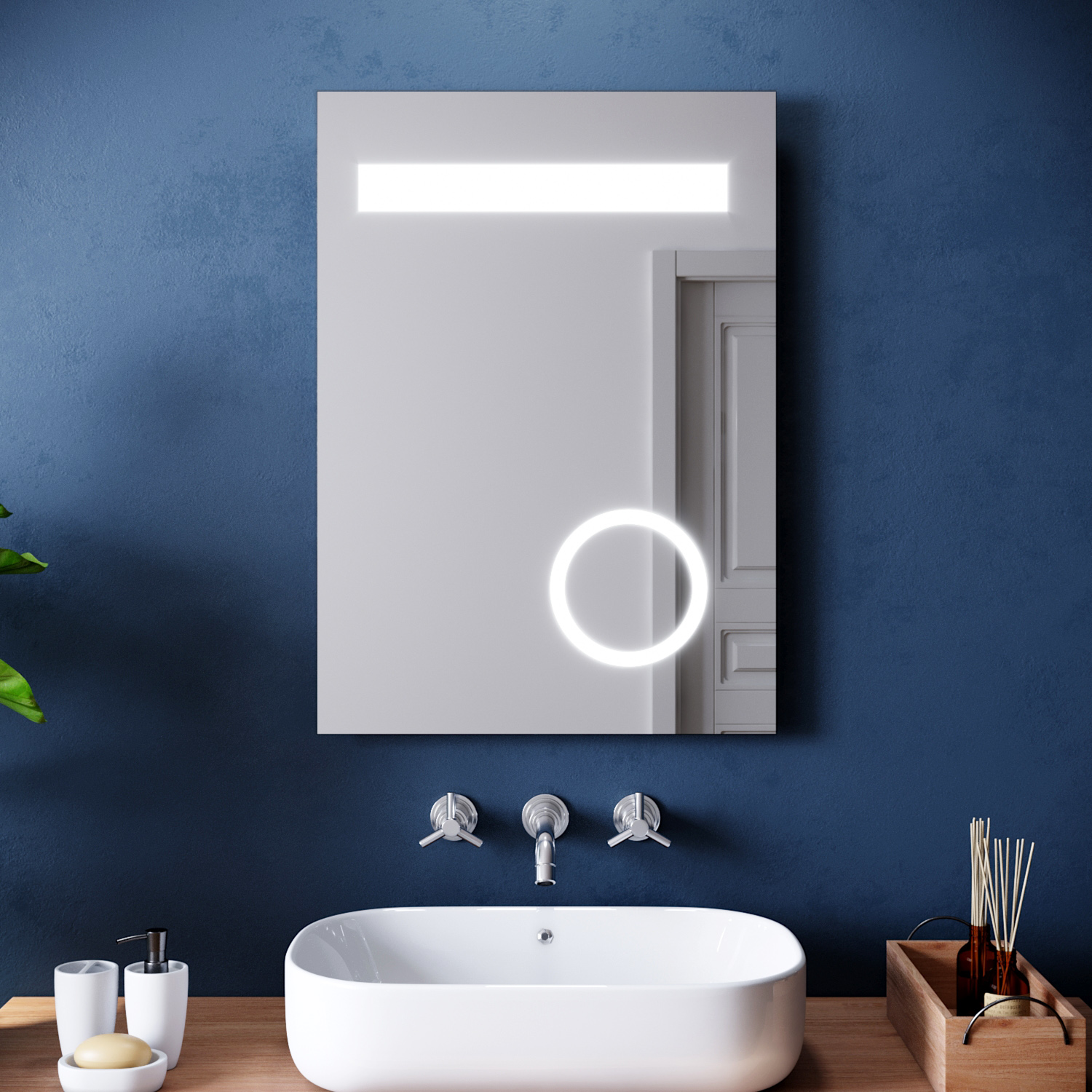LED Bathroom Mirror with Shaver Socket Touch Illuminated Light IP44